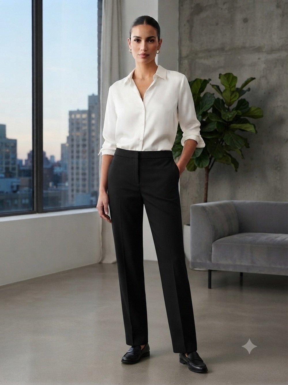 Semantiks Black Straight-Leg Trousers